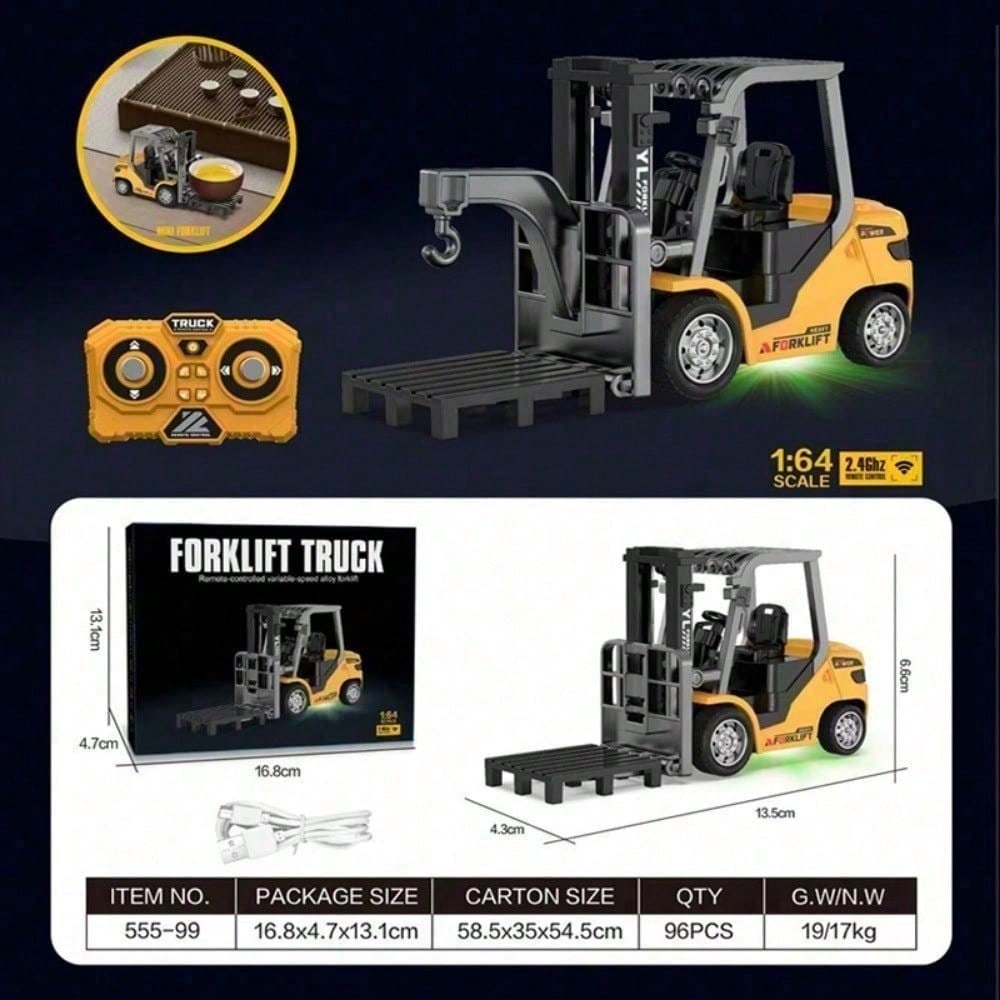 App Controlled RC Construction Truck Mini Alloy Forklift Toy With Realistic Lift System, Perfect Christmas Gift For Boys & Adults, Boy Toys, Party Favors For Kids, Kids Party Favors, Toys For Boy