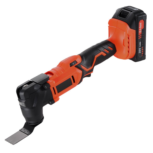 Cordless Oscillating Tool, 20V Oscillating Multi Tool Kit With 6 Variable Speeds 8500 - 17000 OPM, 3.2° Oscillation Angle, 2.0Ah Battery Pack & Charger, 12PCS Saw Accessories & LED Work Light