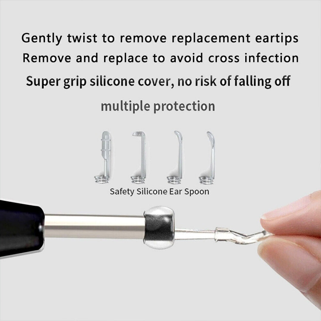 Smart Visual Earpick Ear Wax Removal Cleaner WiFi Ear Stick Endoscope Camera AU-black