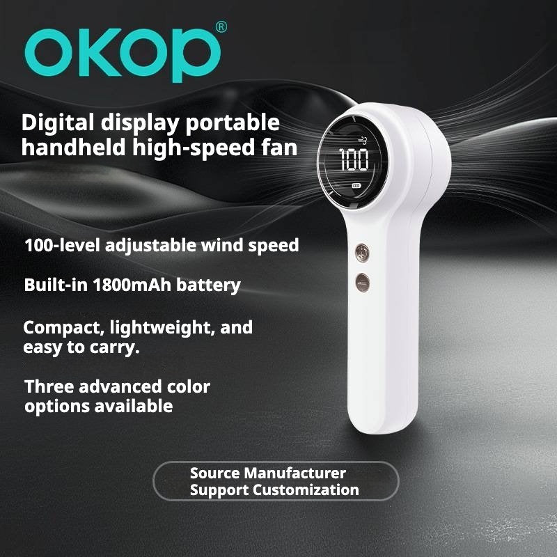 KP-F09 Best-Selling Portable Handheld Desktop Fan Digital Display Long Battery Life Quiet Operation In Stock