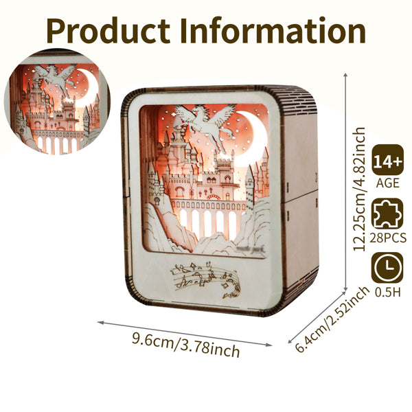 Music Park 3D Wooden Puzzles Castle Music Box Night Light DIY Crafts Model Kits Birthday And Christmas Gifts