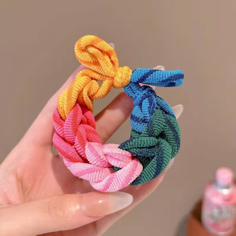 High Ponytail Hair Tie Colorful Braided
