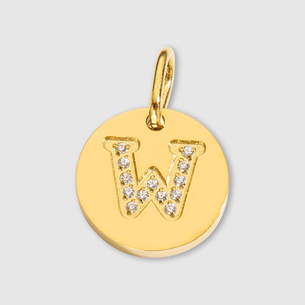 Diamond-Encrusted Jewelry Accessories Stainless Steel Letter Pendant