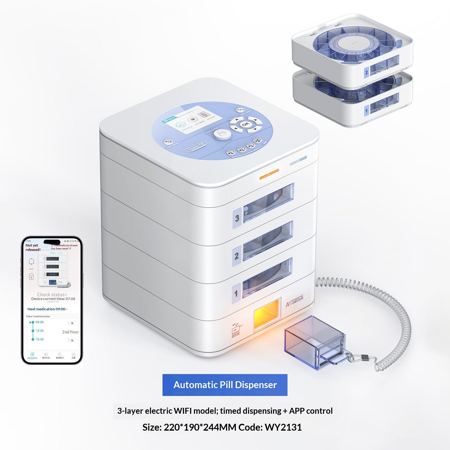 Ideerfit Smart Pill Dispenser With Timed Medication Reminders