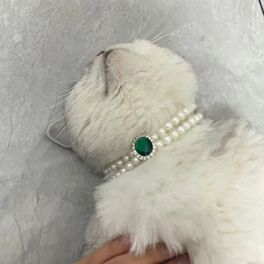 Cat Pearl Necklace Pet Collar