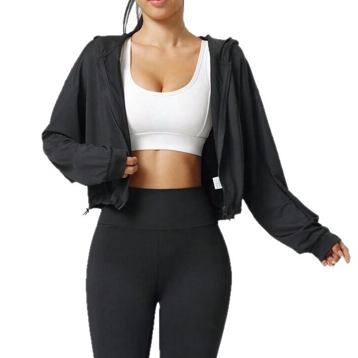 Cropped Sports Jacket Comfortable Yoga Wear For Fitness Training