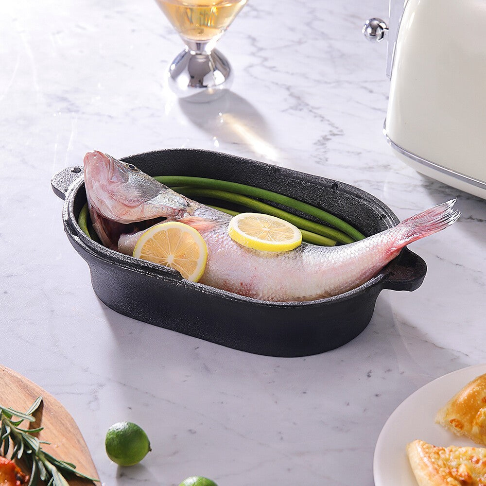 Home 2 In 1 Cast Iron Pot Dutch Oven Stew Pot Skillet Fry Lid Camping Pan Pot UK