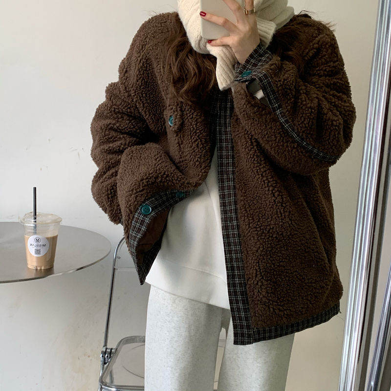 Korean Style Loose Double Layer Thickened Cotton Padded Coat Top