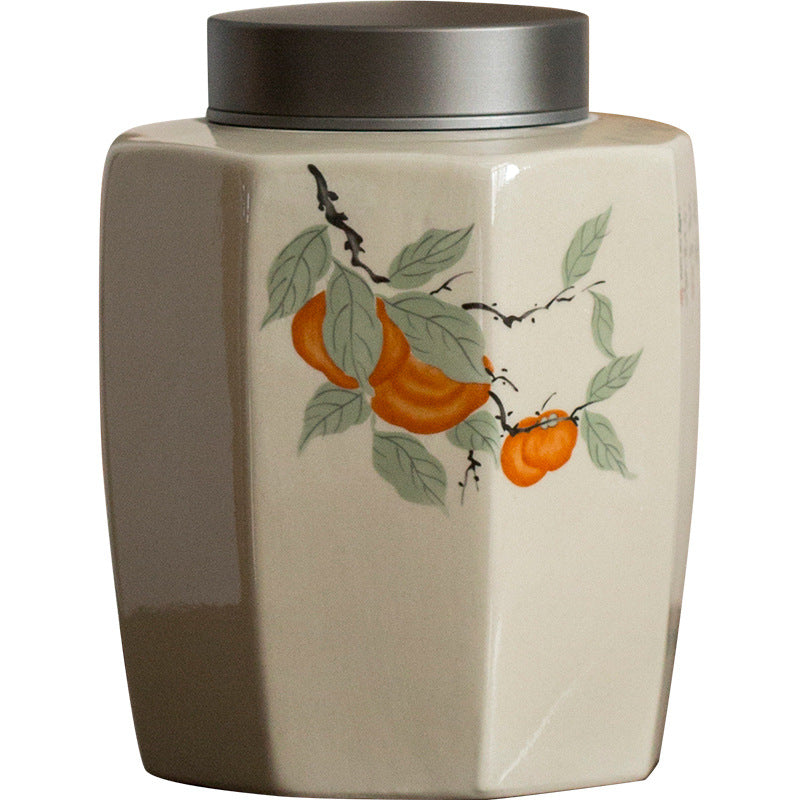 Vintage Grass Grey Ceramic Tea Can