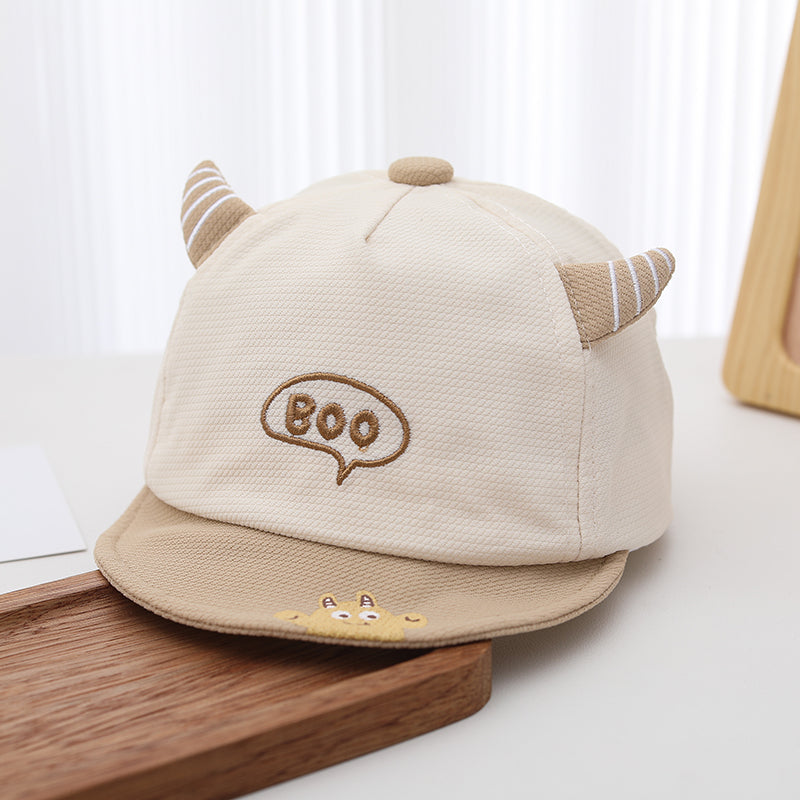 The New Boys And Girls' Horn-shaped Decorative Cartoon Monster Kids' Baseball Cap With A Cute And Casual Style Is Suitable For Babies Around 1 Year Old.