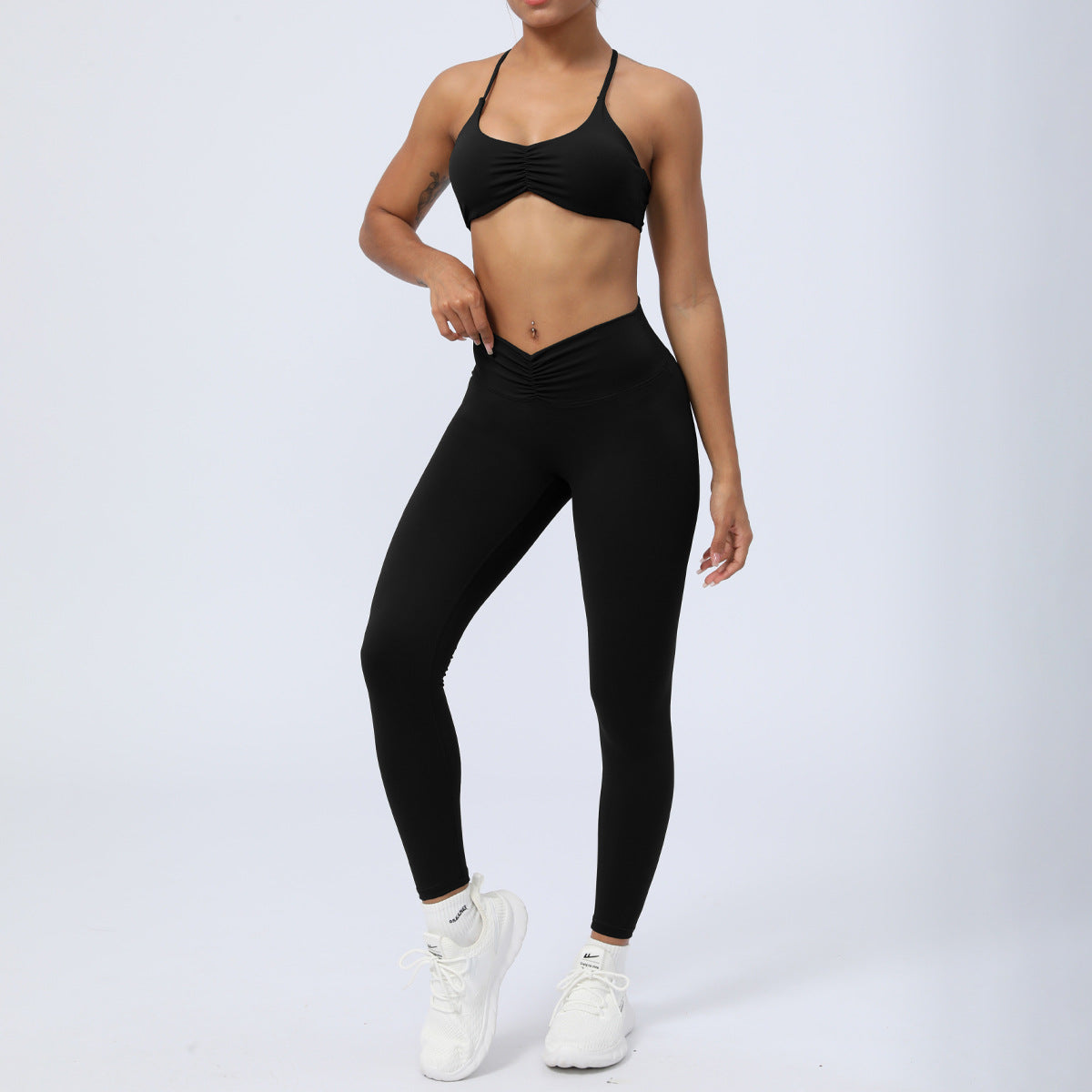 Nude Feel Workout Clothes Suit Y-shaped Beauty Back Yoga Clothes With Chest Pad