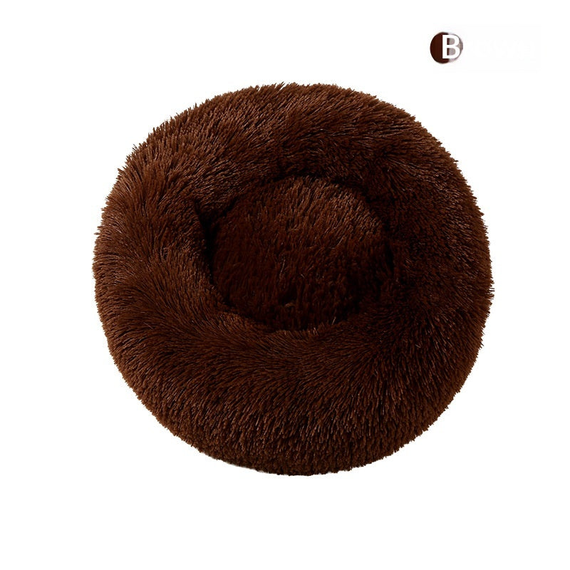Round Plush Pet Bed, Winter Warmth For Dogs And Cats