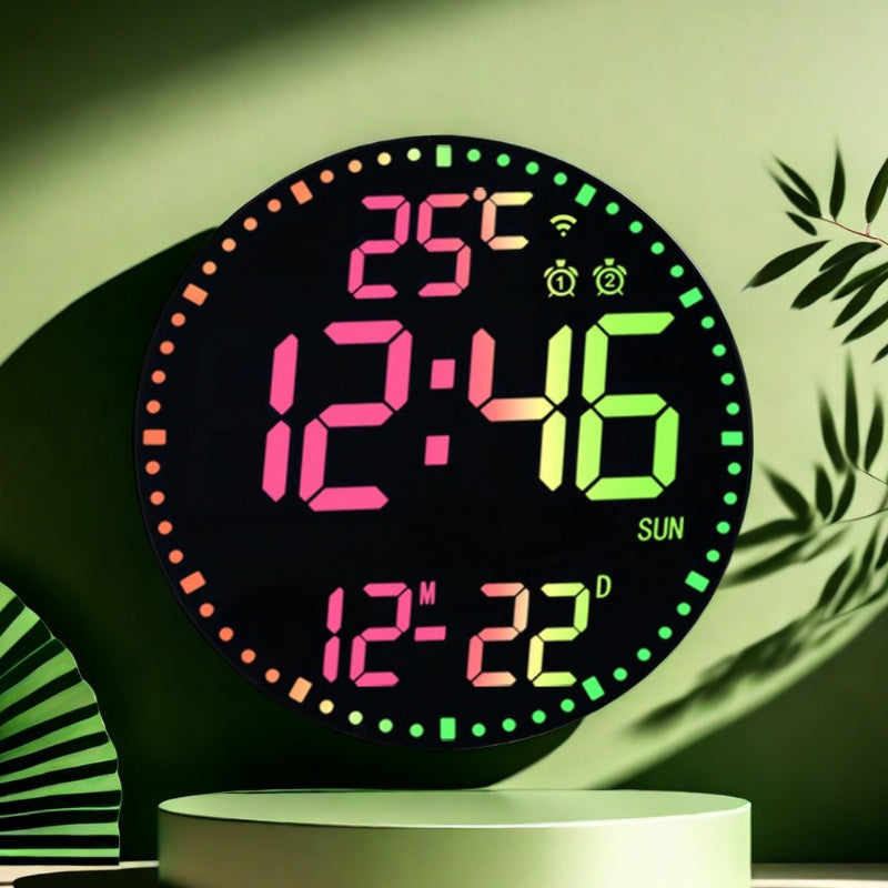 Smart WiFi Perpetual Calendar Digital Clock With RGB Color-Changing Wall Clock