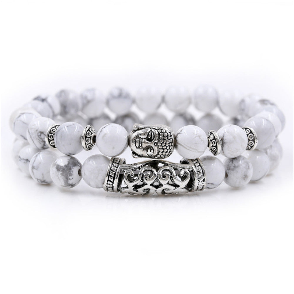 Creative Personality Energy Stone Hand Wear Flying Saucer Buddha Head Round Tube Bracelet Set Accessories Wholesale Accessories Men