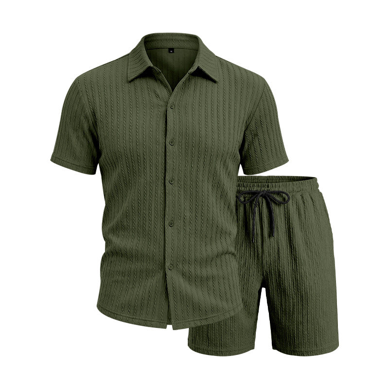 Loose Jacquard Casual Home Wear Short-Sleeve Top And Shorts Set