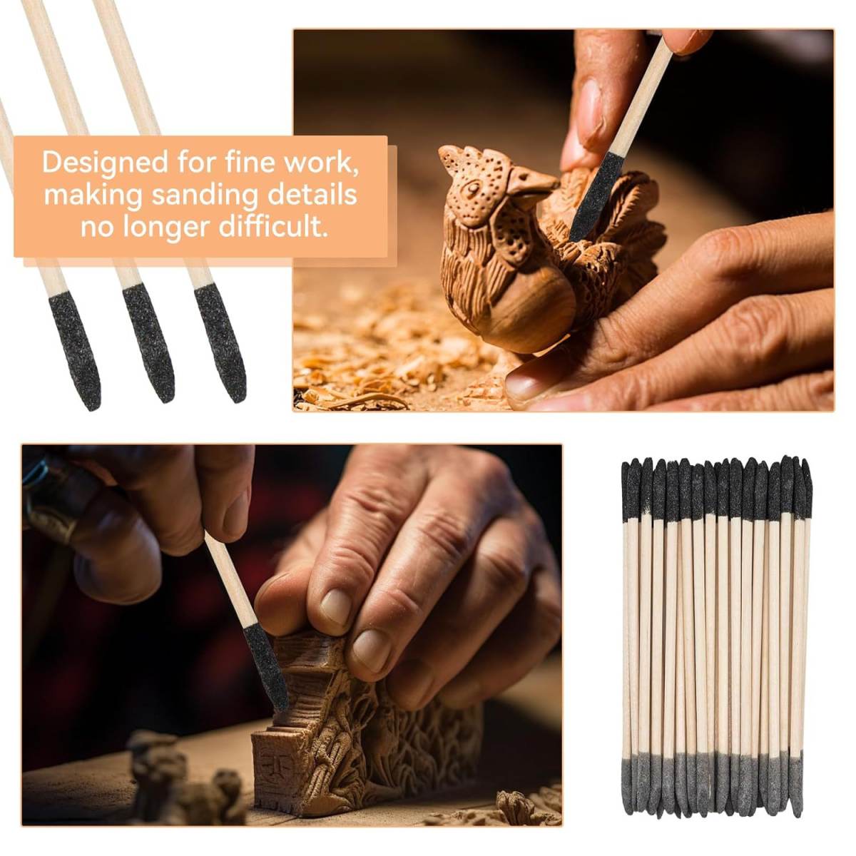 50-piece Double-headed Sanding Sticks For Nail Care And Cleaning