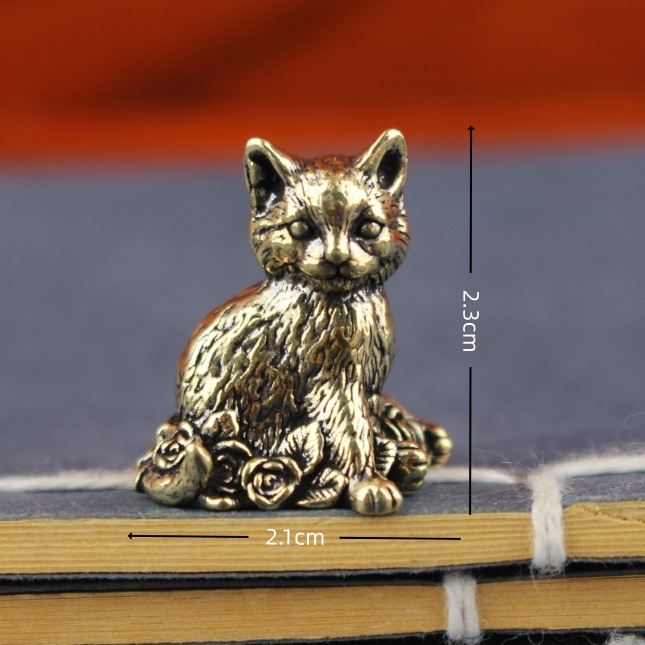 Brass Rose And Kitten Copper Ornament Tea Pet