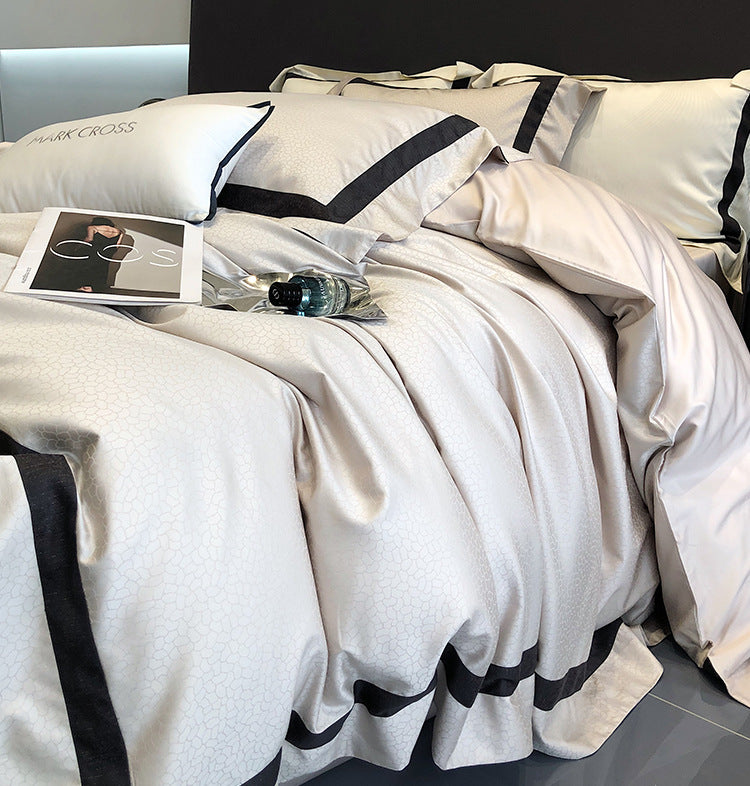 High-end Minimalist Tencel Cotton Vintage Active Printing Home Textile Bedding Four-piece Set