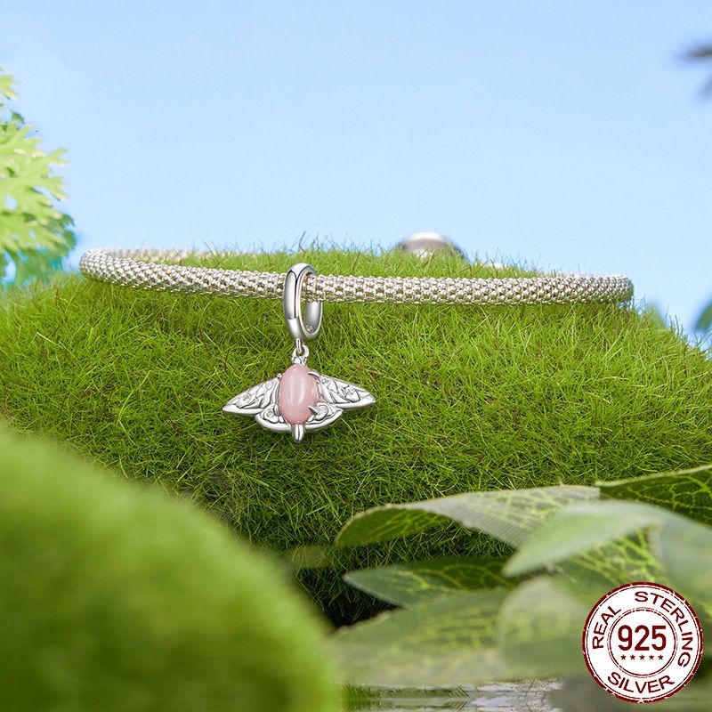 Moth Pendant Diy Beaded S925 Pure Silver Ornament Accessories
