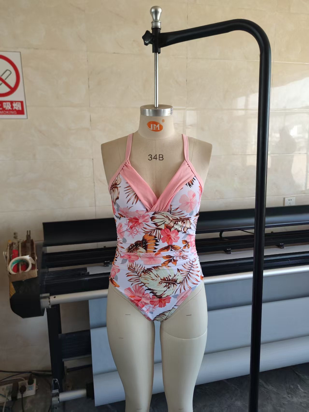 Printed Lace-up Beauty-back One-piece