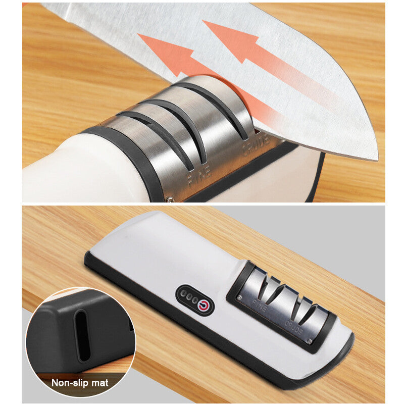 3Speed Electric Knife Sharpener Kitchen Sharpening Polish Tool Stainless Steel R