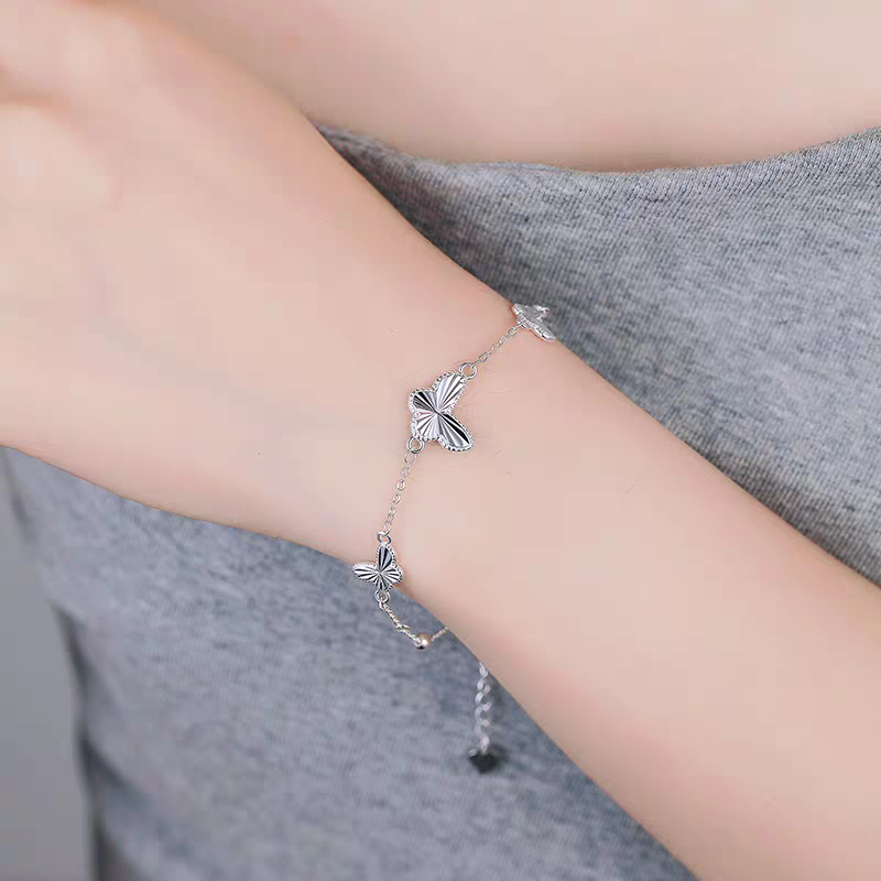 1pc 999 Sterling Silver Flower Charm Bracelet, Minimalist Delicate Style, Perfect For Daily Wear And Valentine's Gift
