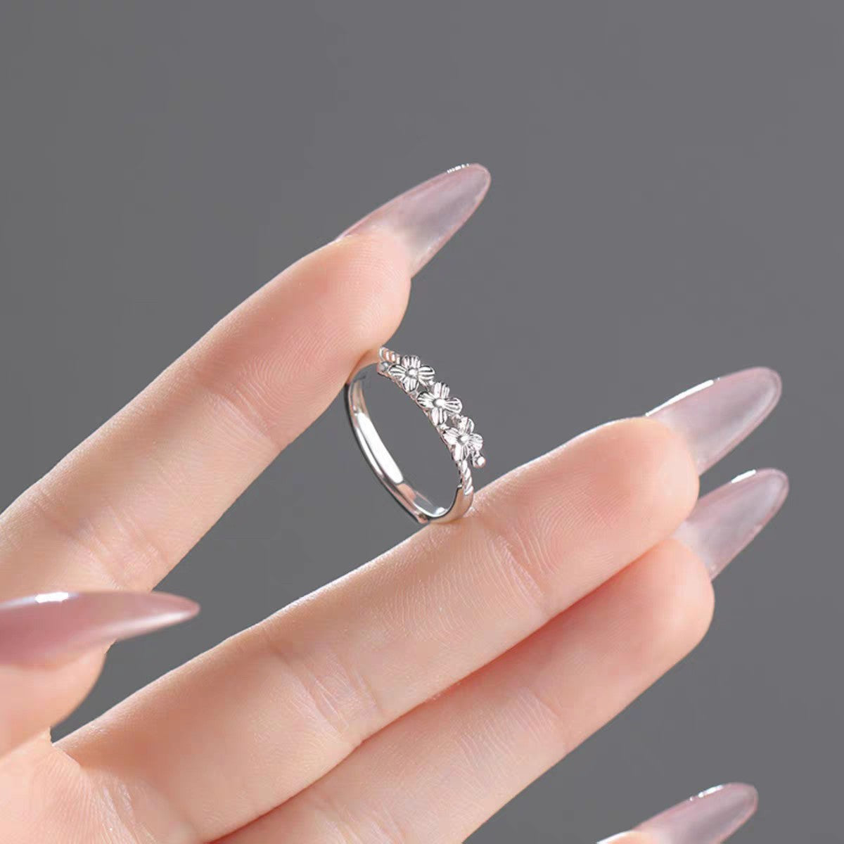 1pc 999 Sterling Silver Three Flower Twist Open Ring, Sweet & Delicate Style, Perfect For Daily, Dating & Gifting, Ideal Valentine's Gift