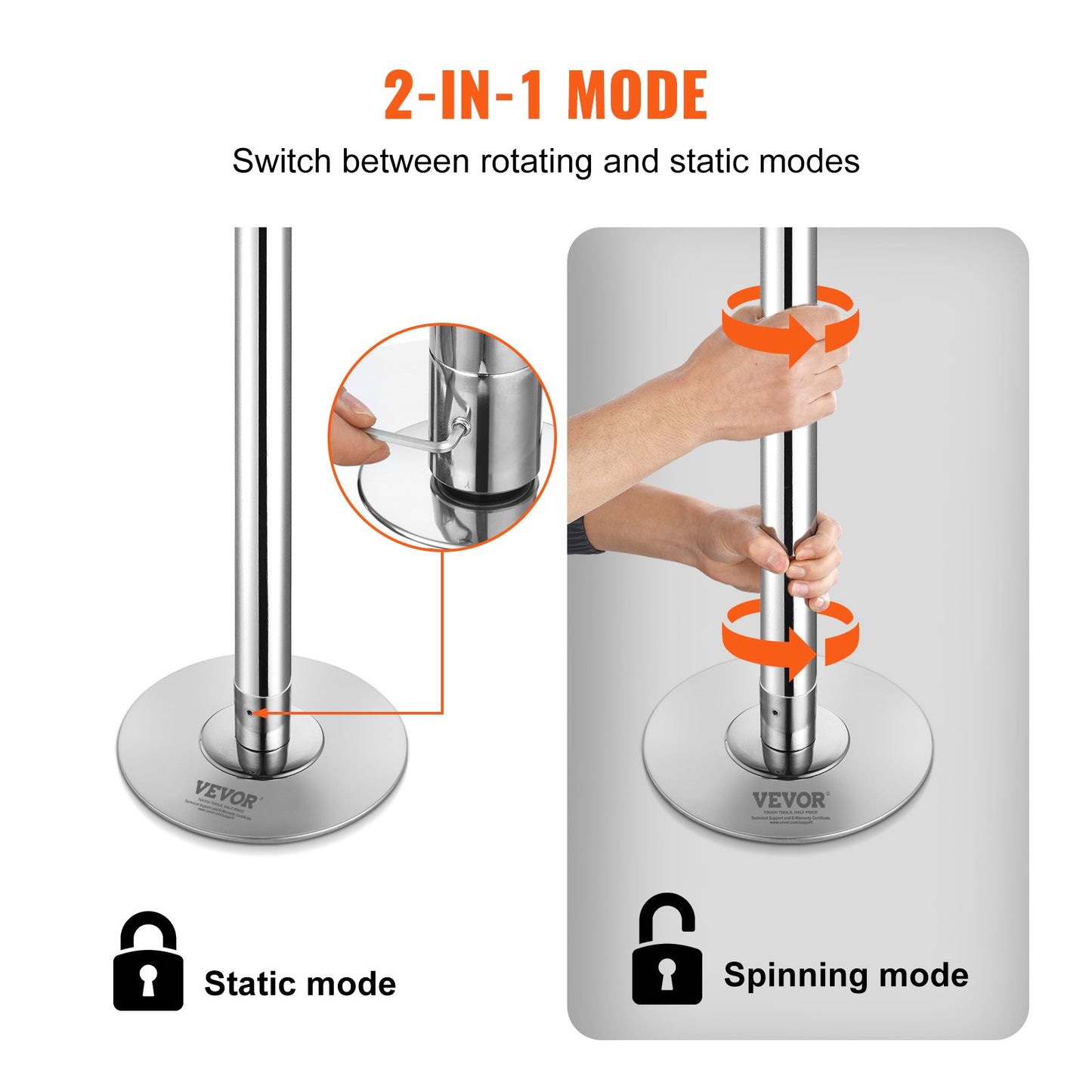 Professionelle Tanzstange, Pole Dance Tragbare Tanzstange Profi Ca. 210,5–278,4 Cm Höhenverstellbare Abnehmbare Fitnessstange Spinning Fitness Silber, Tanzstange Fitnessstudios, Club, Party