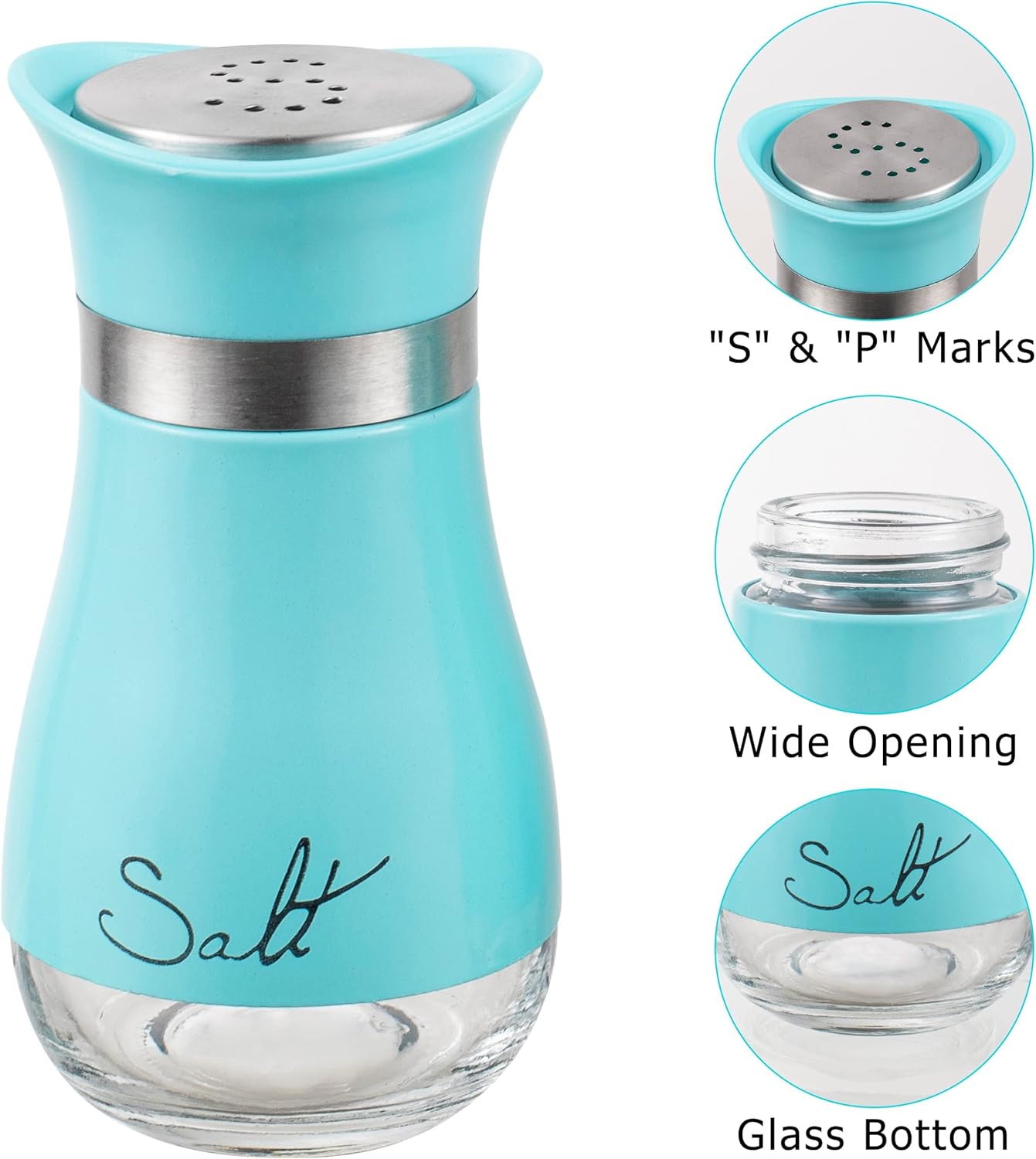 Salt And Pepper Shakers Set - Salt Containers For Gifts, Kitchen Decor, Home, RV, Camp, BBQ, 4 Oz Farmhouse Spice Dispenser With Glass Bottom, Set Of 2