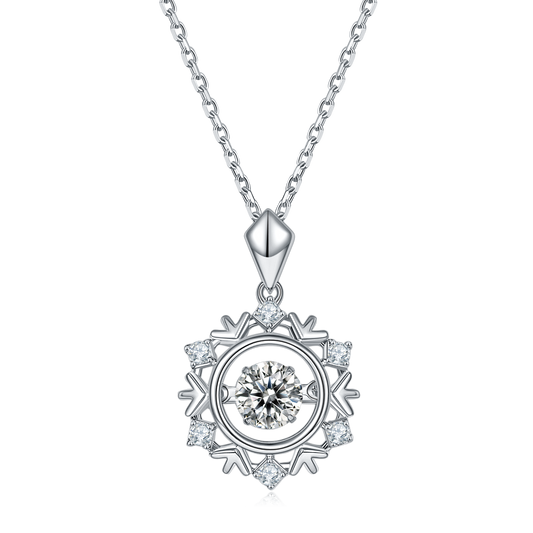 S925 Sterling Silver 0.5ct D Color VVS1 Moissanite Snowflake Necklace 45cm Platinum Plated GRA Certified Gift Box