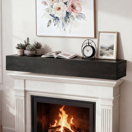 48  Rustic Wood Fireplace Mantel,Wall-Mounted & Floating Shelf For Home Decor