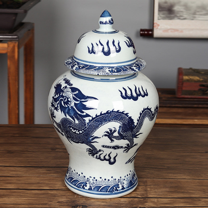 Blue-and-white Porcelain Large General Jar For Tea Leaves