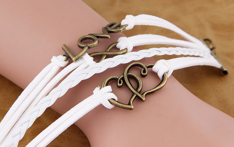 Hot Sale Best Seller In Europe And America Hand Weaving Bracelet Doppel Herz Infinite Eight Layered Retro Bracelet Mengqi Wholesale