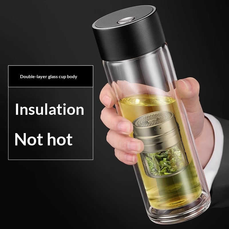 Tea-and-water-separating Magnetic-infuser Heat-resistant Glass Teacup
