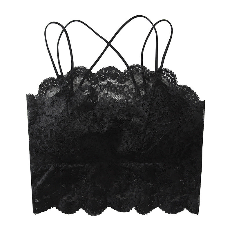 Beauty Back Sexy Cross Spaghetti-strap Strap Wrapped Chest Without Steel Ring