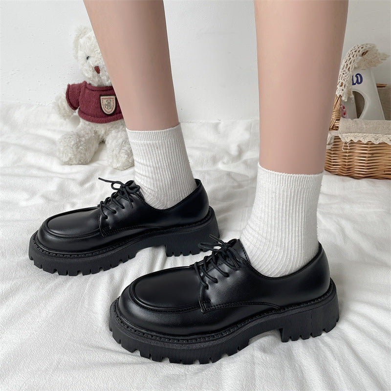 Black Large-size Leather Shoes Womens New Spring Autumn Style