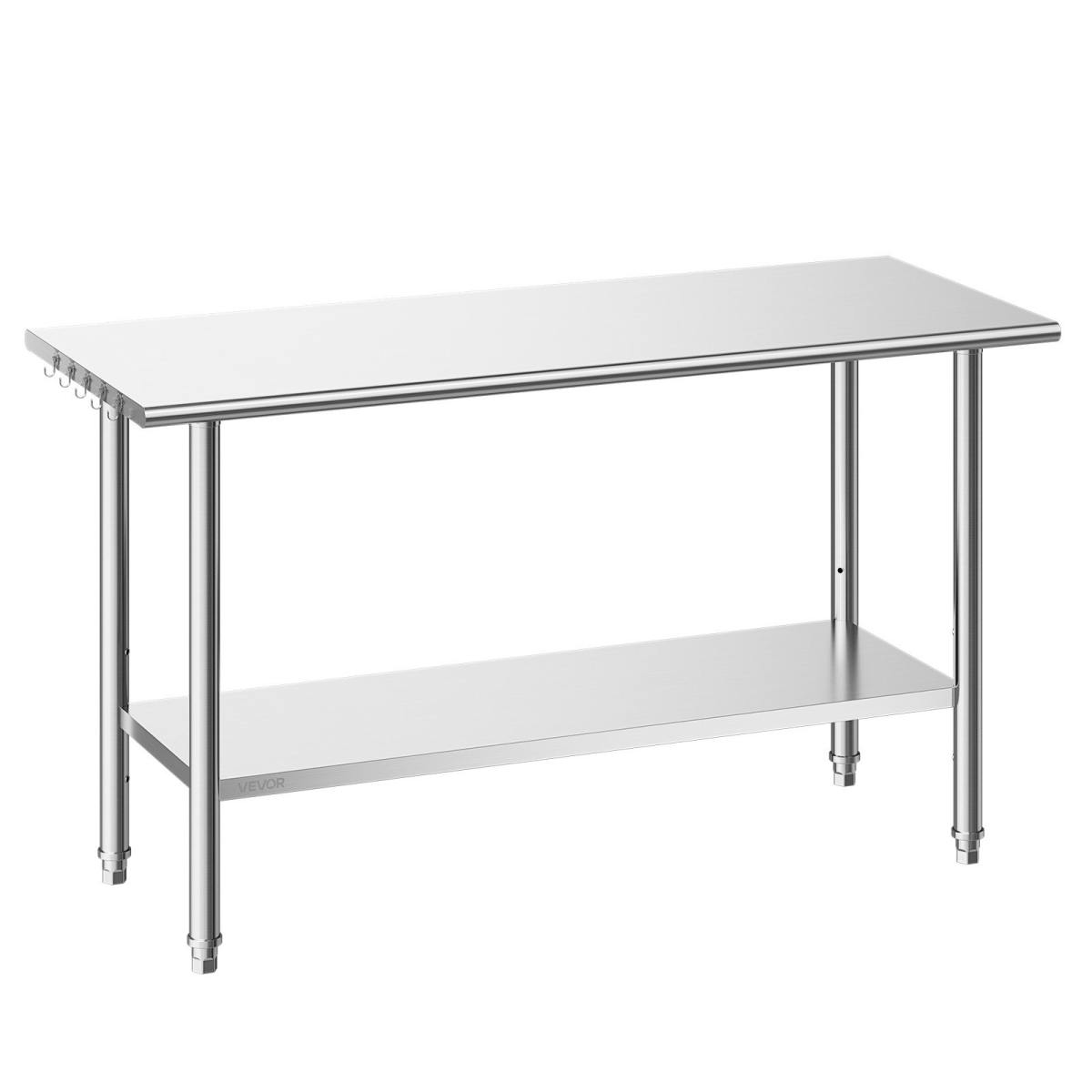 Stainless Steel Work Table, 24x60 Inch Food Prep Table, Commercial Kitchen Workstation With Adjustable Undershelf, Metal Heavy Duty Utility Worktable, For Restaurant Home Hotel Garage Outdoor