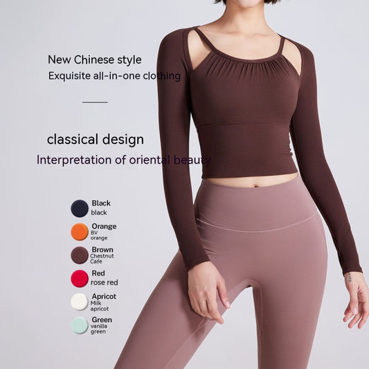 Women's Autumn And Winter Fixed Chest Pad Long Sleeve Yoga Wear