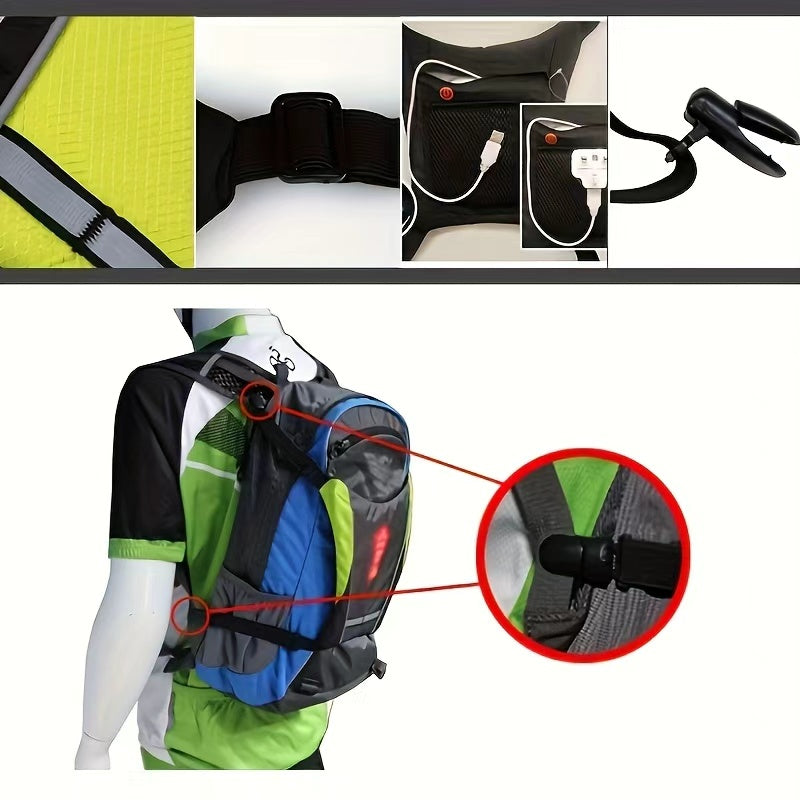 Bicycle LED Turn Signal, Smart LED Arrow Warning Backpack Clip, Riding And Night Running Directional Light With Brightness, Unisex Nighttime Gear For Outdoor Commuting, Multifunctional Shoulder Bag Ac