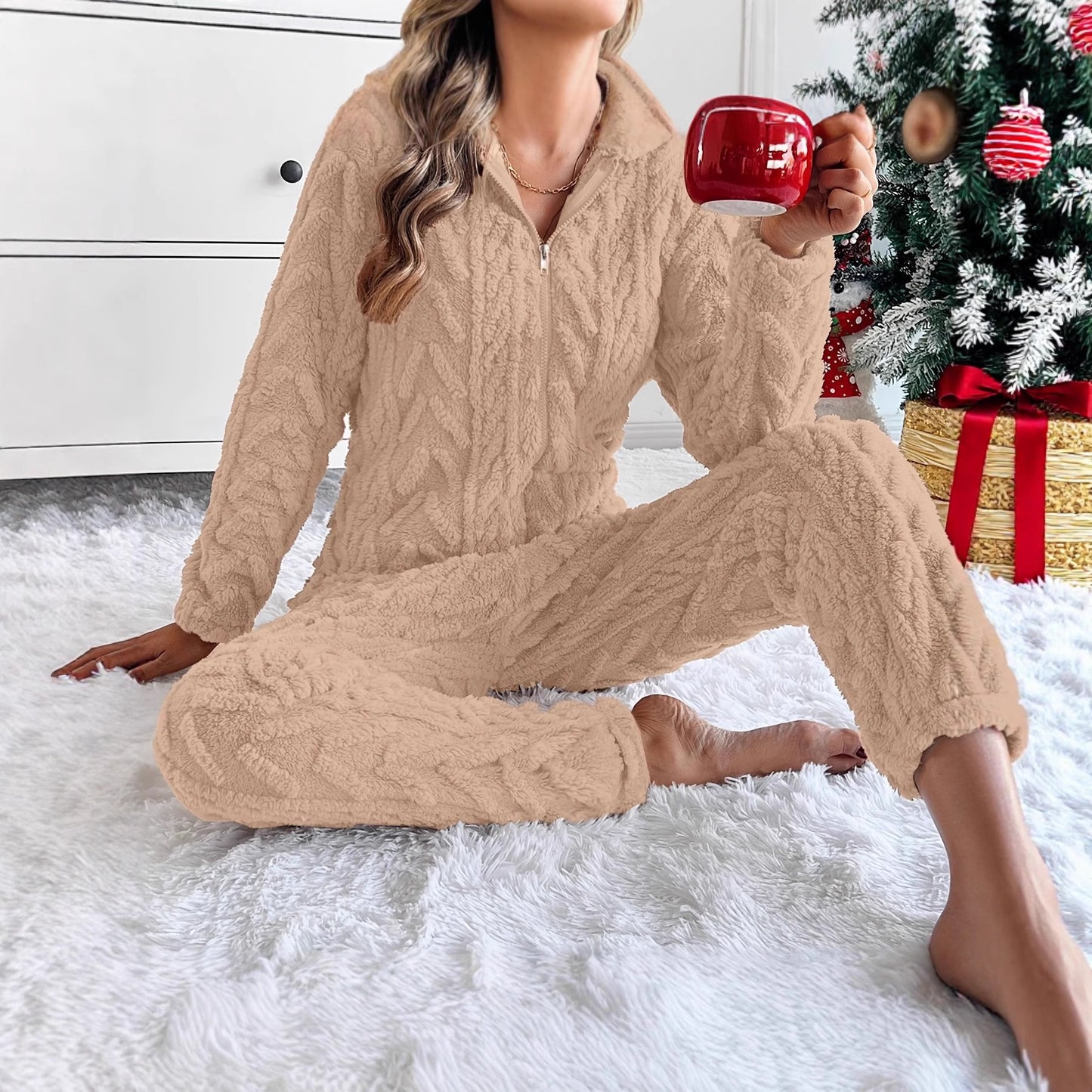 Loose Jacquard Warm Suit Warm Home Clothes