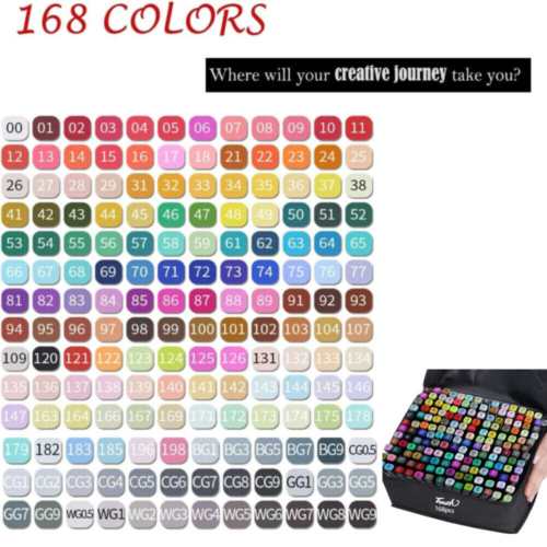 168 Colors Dual Tip Art Markers Color Pens Drawing Watercolour Kids & A Dult Gift