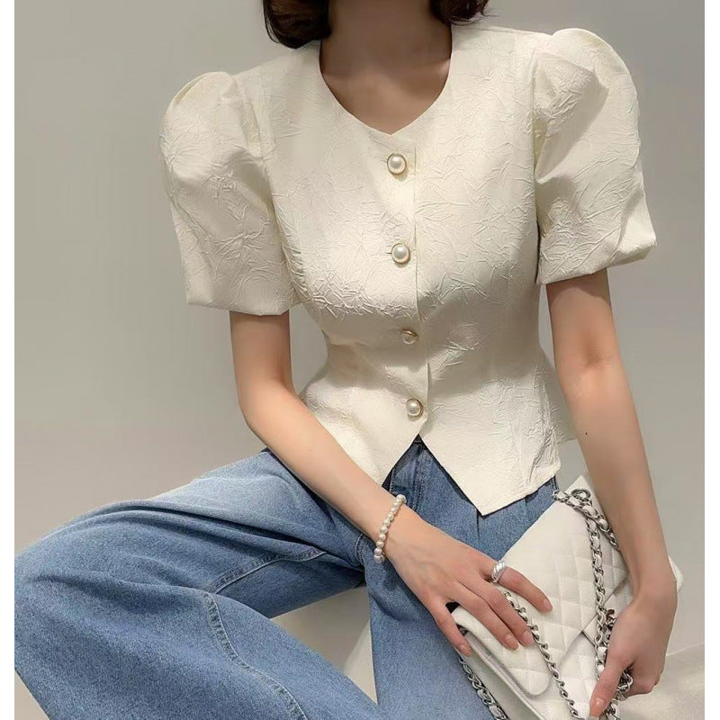 Elegant And Sophisticated Korean-style Short-sleeve Jacket