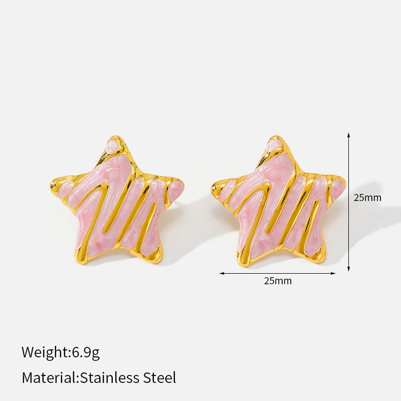 Five-pointed Star Fashion Light-luxury Oil-drop Geometric Stud Earrings
