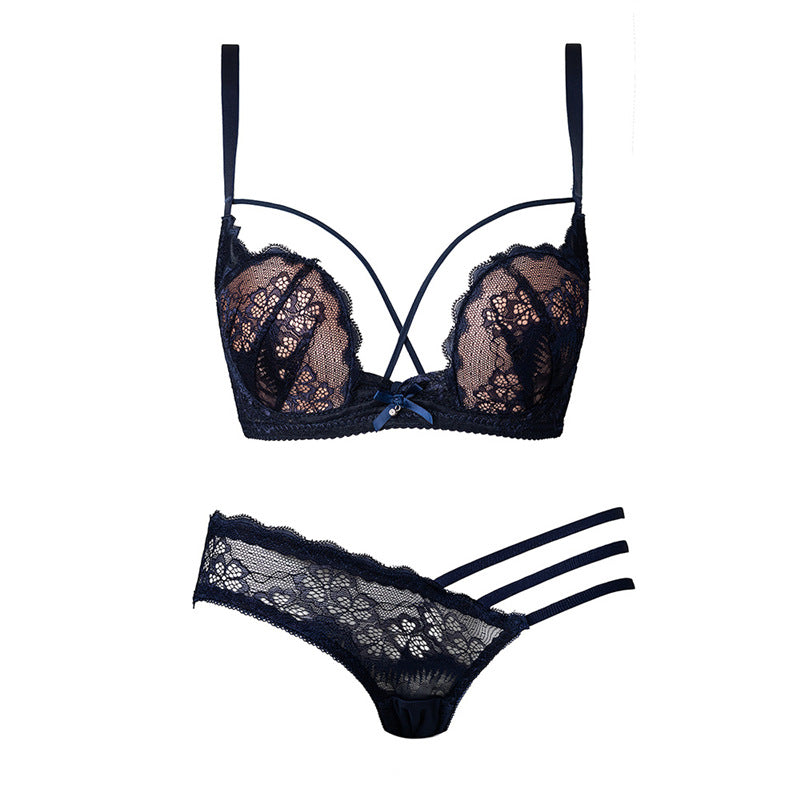 Sexy Lace Half Cup Pure Desire Push-up Beauty Back Red Bra Set
