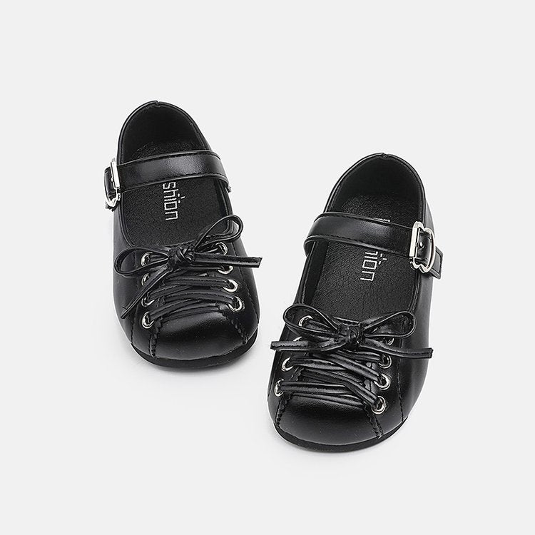 Children's Shoes Korean Version Girls' Soft Soled Bow Princess Single Shoes Mid Size Girls' Leather Shoes Trend
