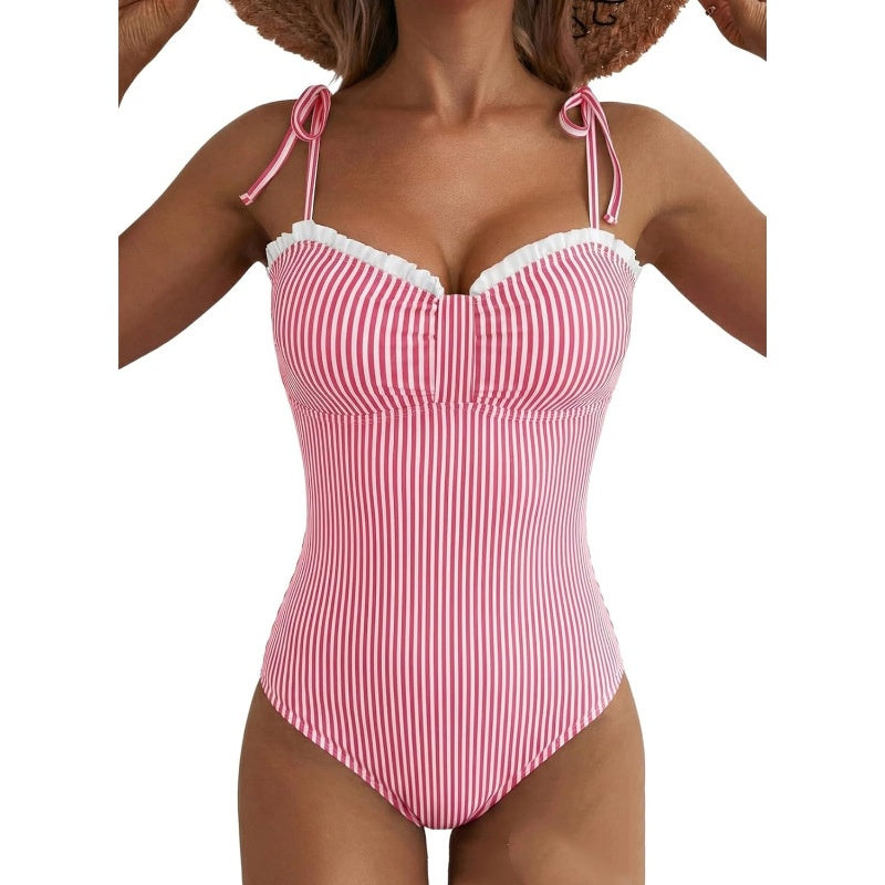 New Polka-dot Retro-style Strap One-piece Swimsuit