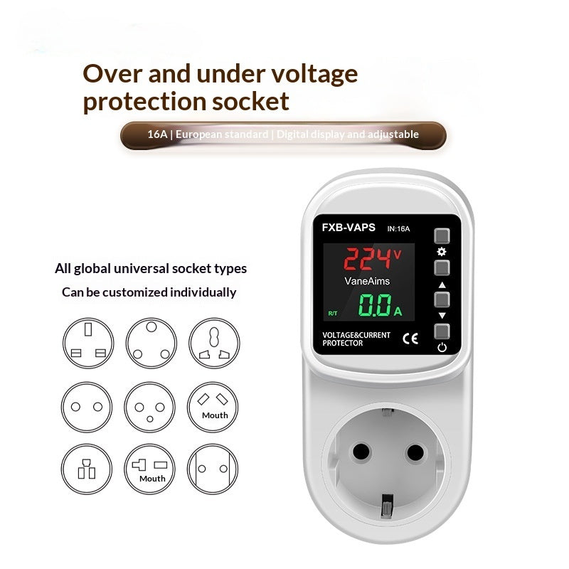 Self-Resetting Over Under Voltage Protection Socket Current Limit For Home Air Conditioner South Africa Standard Plug