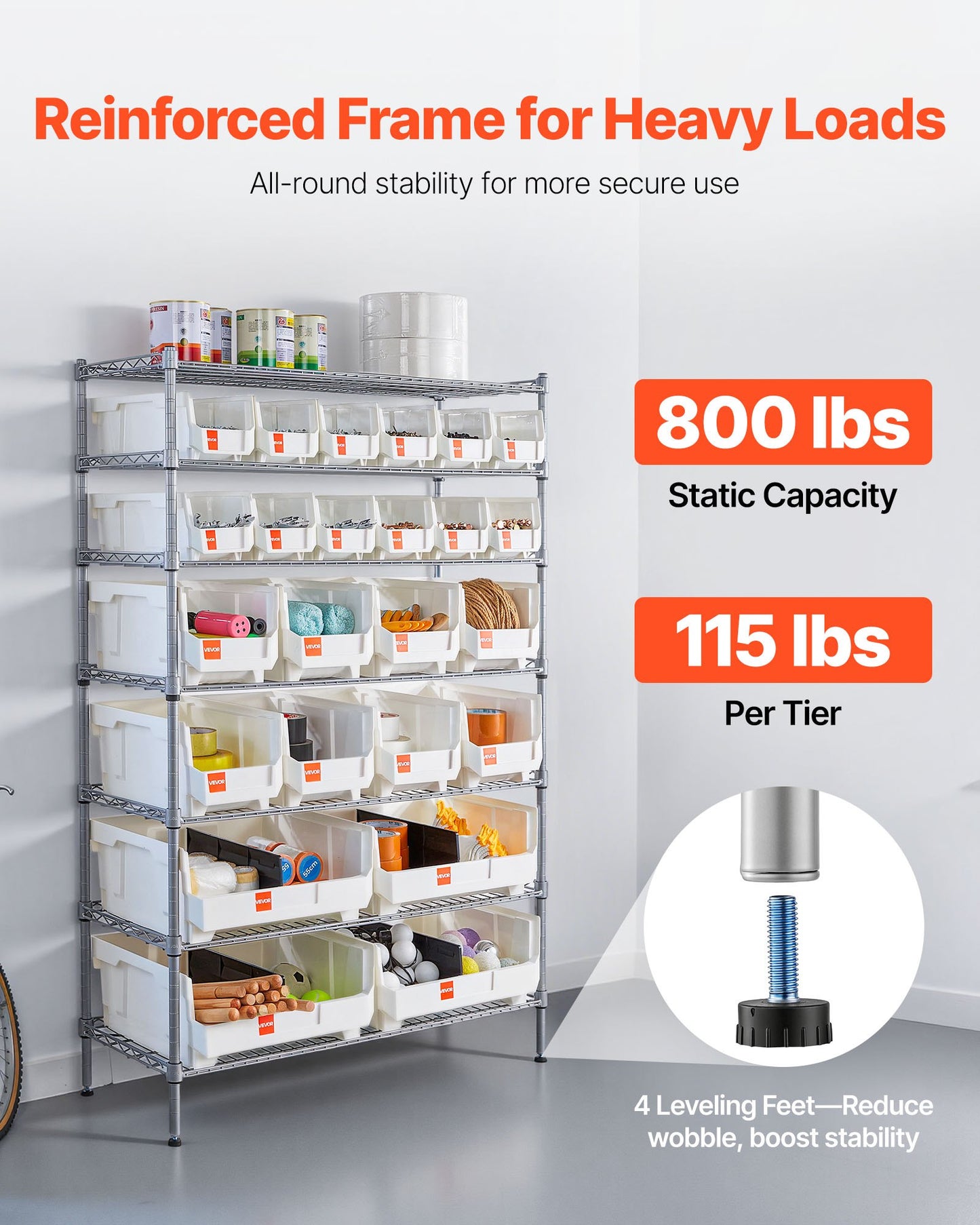 7-Tier Rolling Bin Storage Rack, 24 Organizer Bins, Bin Rack Storage Steel Wire Shelving System With Wheels, Mobile Tool Organizer For Garage, Warehouse, Office, Restaurant, Classroom, Kitchen