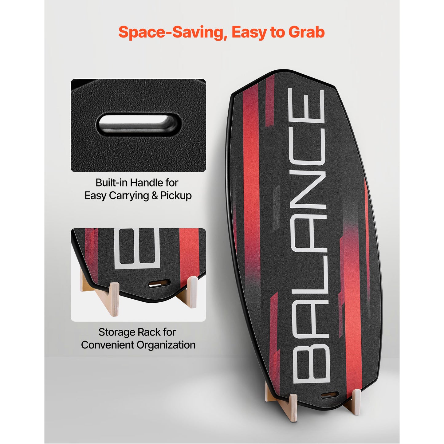 Balance Board, 3-Level Height Adjustable Wobble Board Trainer For Adults, Premium Wooden Balance Training Equipment, With Roller, Magnetic Stoppers, Storage Rack, For Core Workouts, Surf Trainer