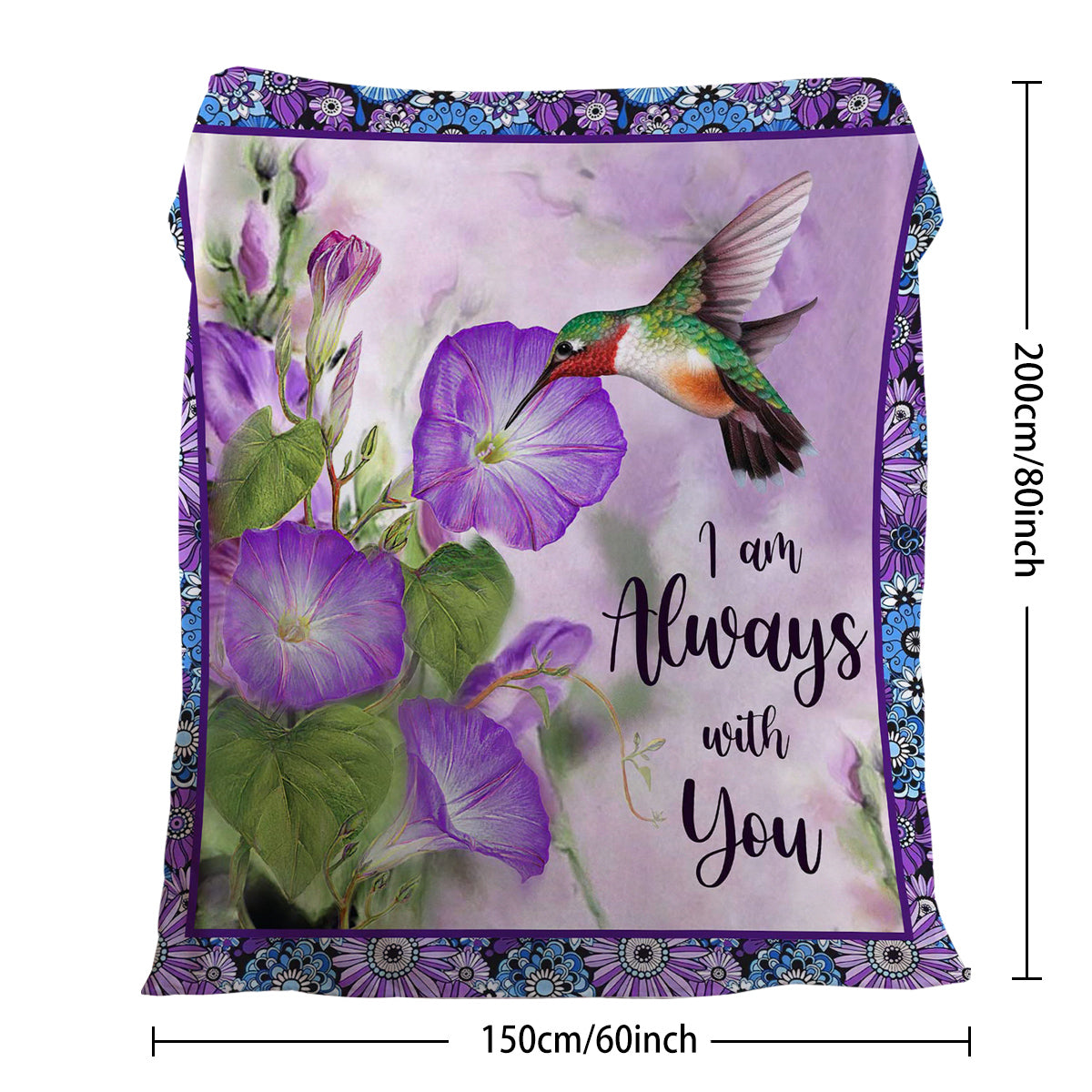 1pc Purple Morning Glory Hummingbird Print Flannel Blanket, Comfortable And Warm Home Throw For Bed, Sofa, Camping, And Multi-Scene Use With Seasonal Versatility